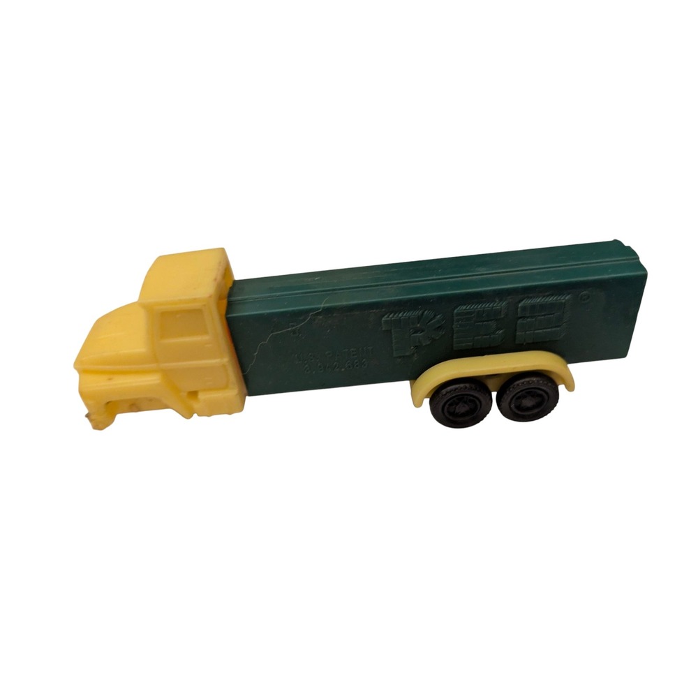 Vintage PEZ Truck Dispenser Yellow‎ Cab Green Trailer 1960s Toy Vehicle